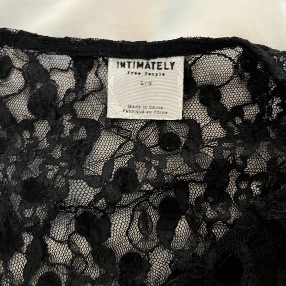 FREE PEOPLE BLACK LACE ABD LYCRA BODYCON DRESS   LARGE - Picture 8 of 11